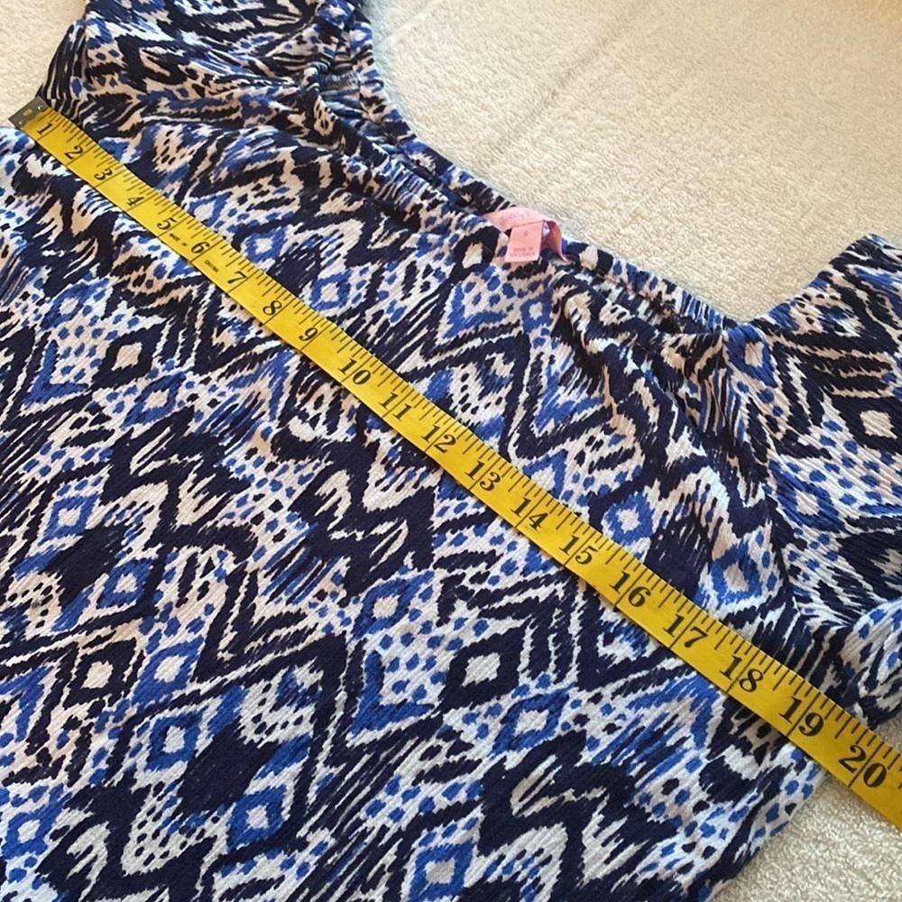 Lilly Pulitzer blouse wide neck 3/4” wide sleeves faux coins on edges Size Small - Picture 5 of 10